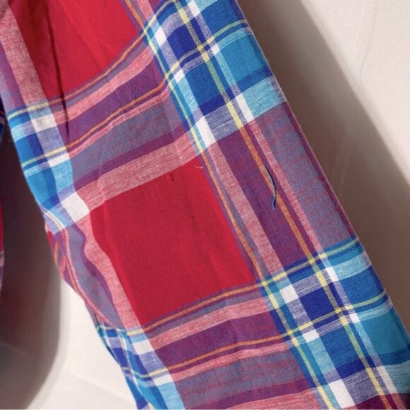 Vintage Reversible Blue Red Plaid Bomber Style Light Jacket L - Picture 7 of 13